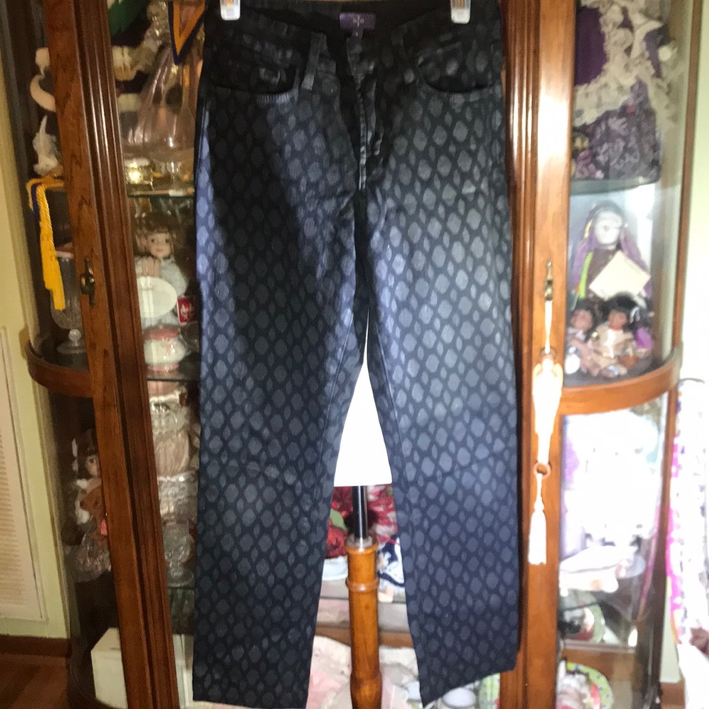 Black diamond patterned skinny jeans